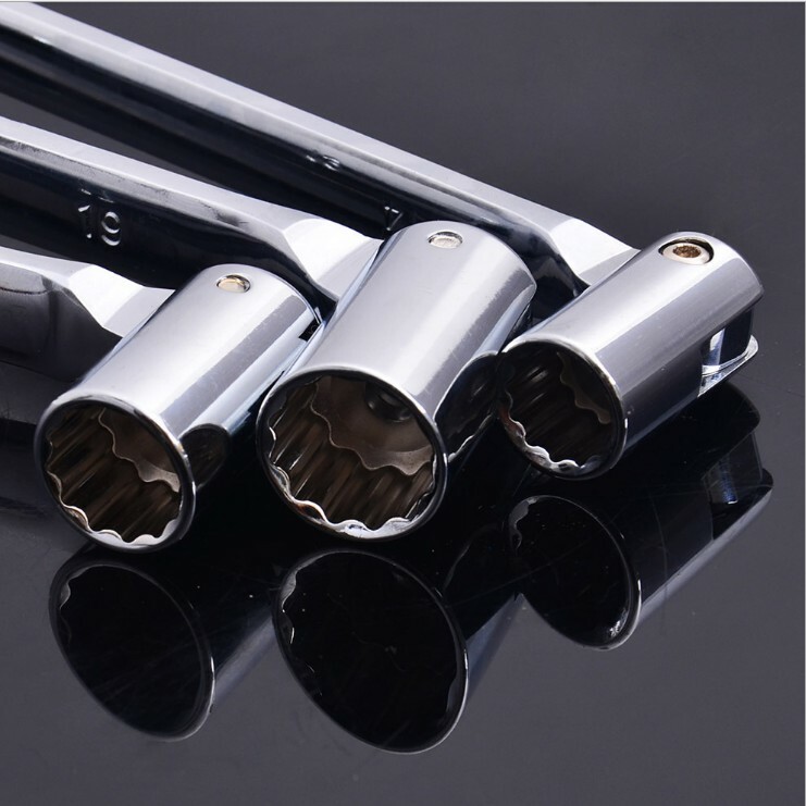 Flexible Head Double Flex Box End Socket Wrench Metric Spanner Hand Repair Tool