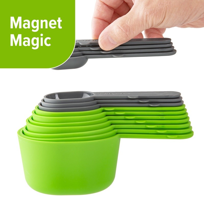 15pc Magnetic Measuring Set Measuring Cups & Spoons Kitchen Tools Space-Saving