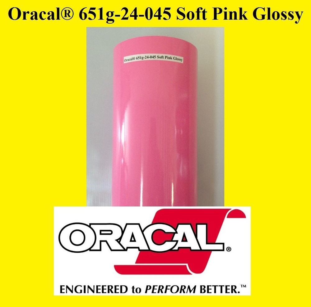 12" x 10 FT Roll Soft Pink  Glossy Oracal 651 Adhesive  Cutter Plotter Sign 045