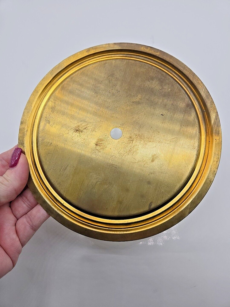 Vintage Solid Brass Clock Dial Pan 6 1/2" Clockmaker Stock