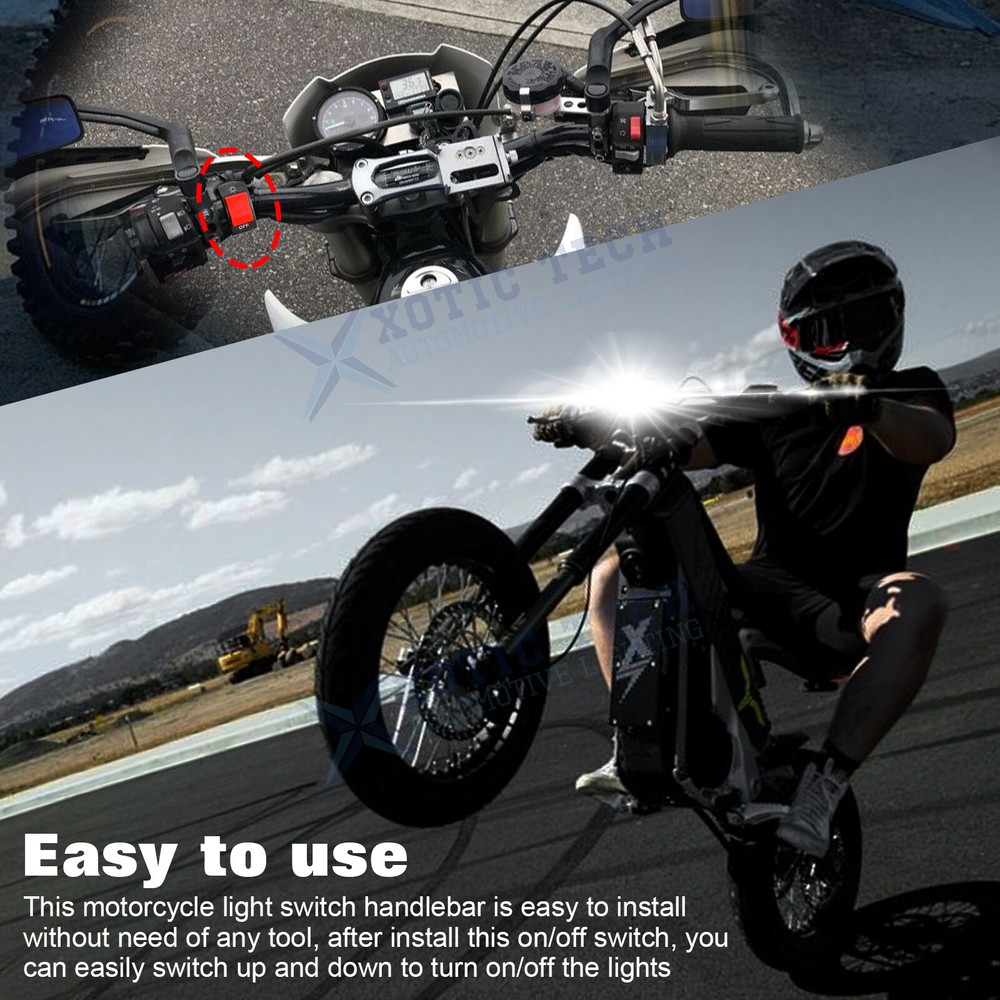 7/8inch Motorcycle Handlebar Switch Control Mount LED Headlight On/Off Button