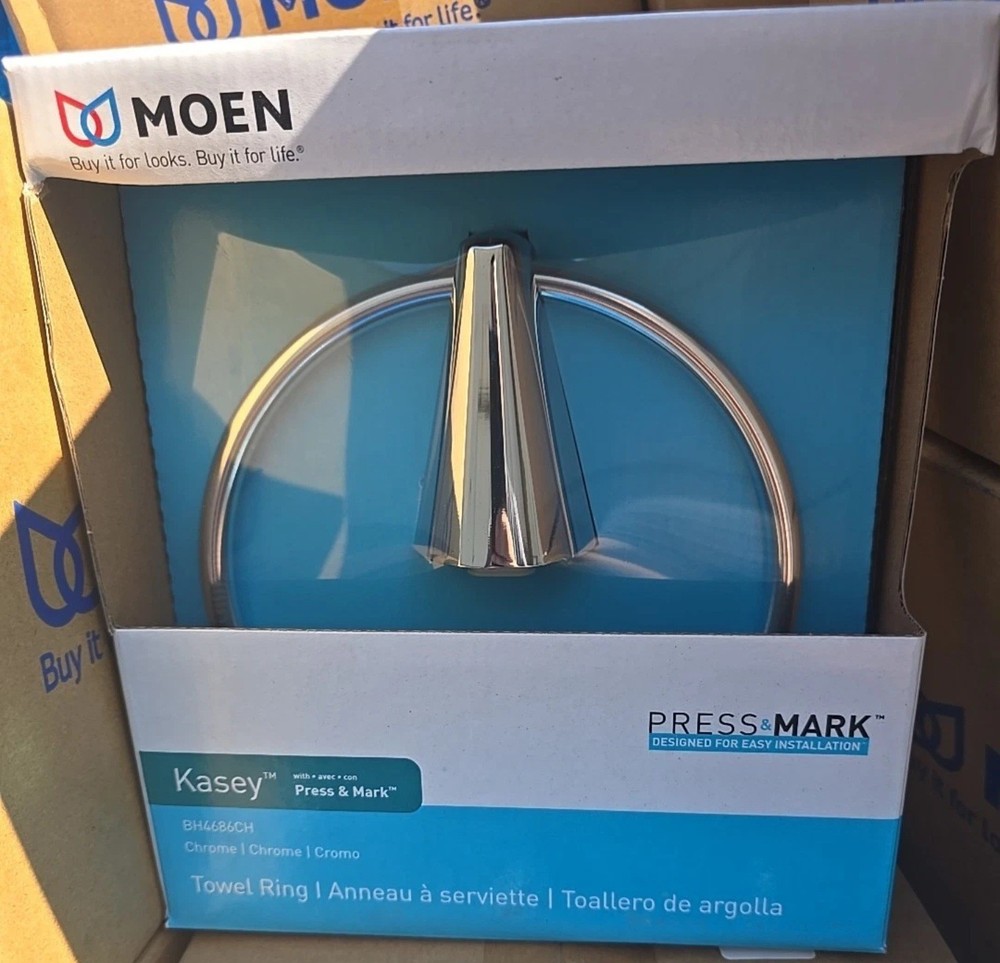 Moen Kasey Chrome Wall Mount Towel Ring 2 PACK
