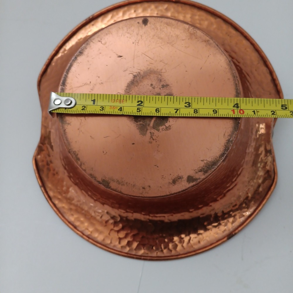 Vintage Copper Hammered  Basket with Brass Handle 8"