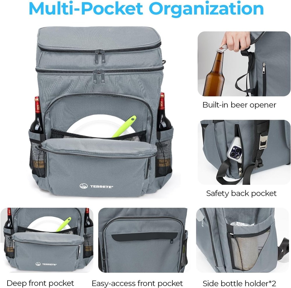 Backpack Cooler Leakproof 30 Cans, Double Deck Insulated Cooler Backpack for ...