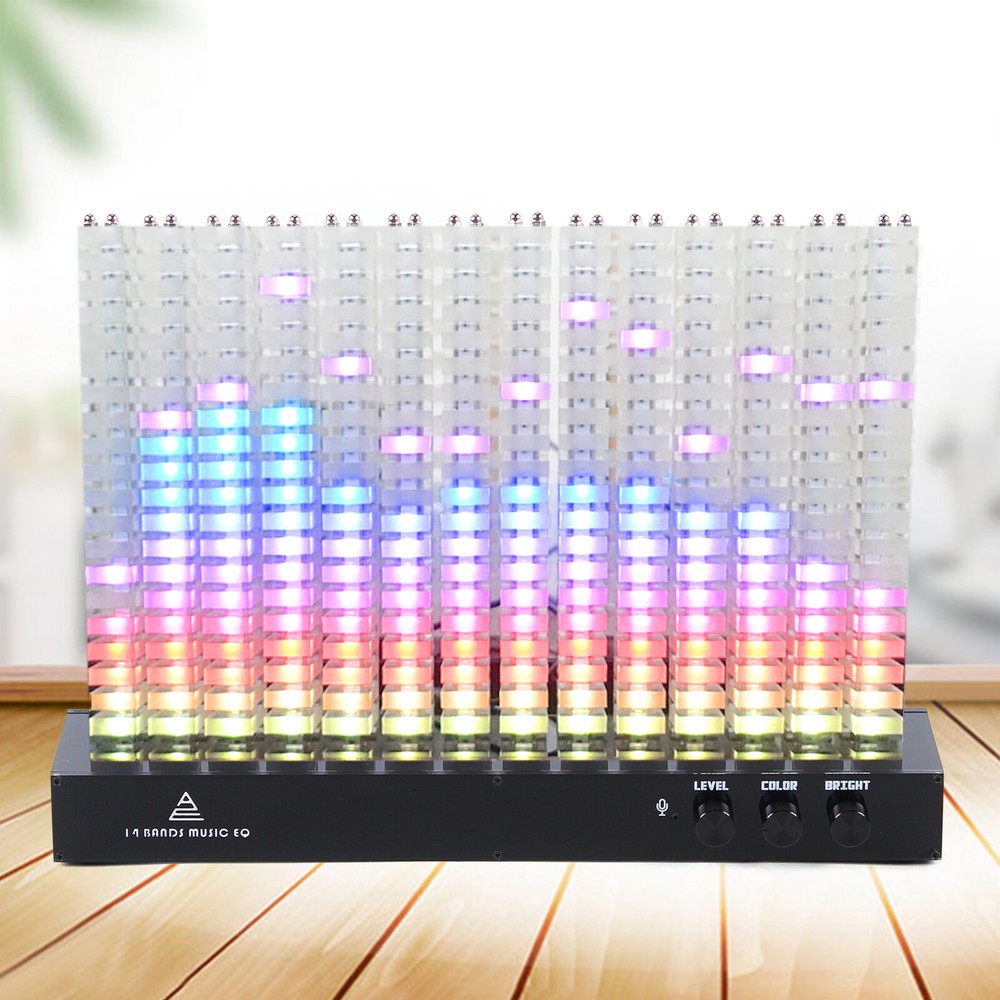 Stereo Audio Level Indicator LED Music Spectrum Display Analyzer 14 Segment 110V