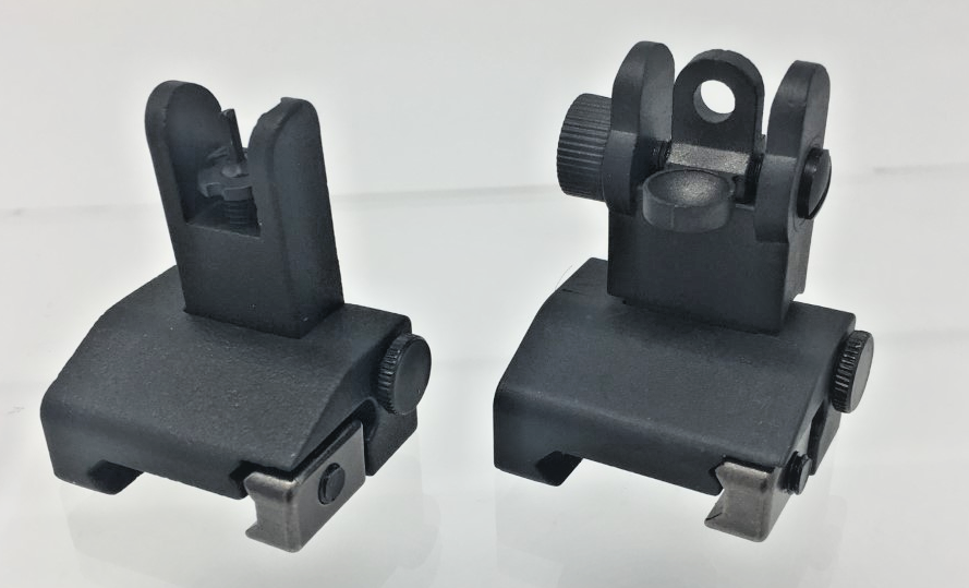Polymer Flip Up Sights, High Strength, BUIS, Spring Loaded, Adjustable, Black