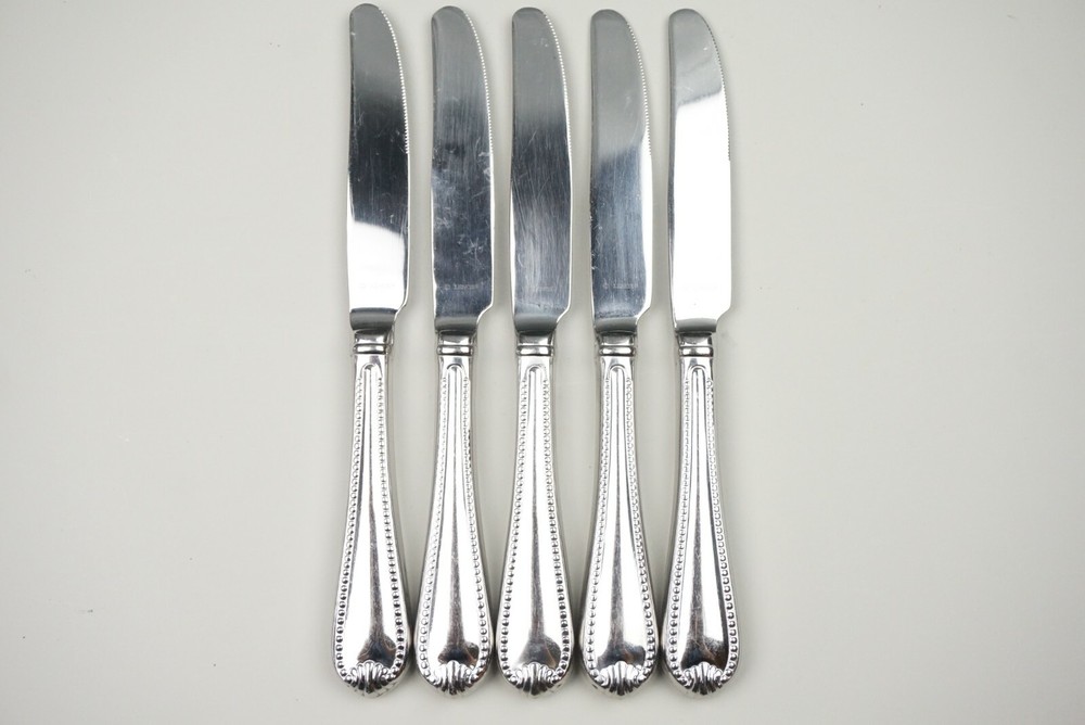 5 x Lenox Bead Plume Tip Stainless Dinner Knives 9 ¼”