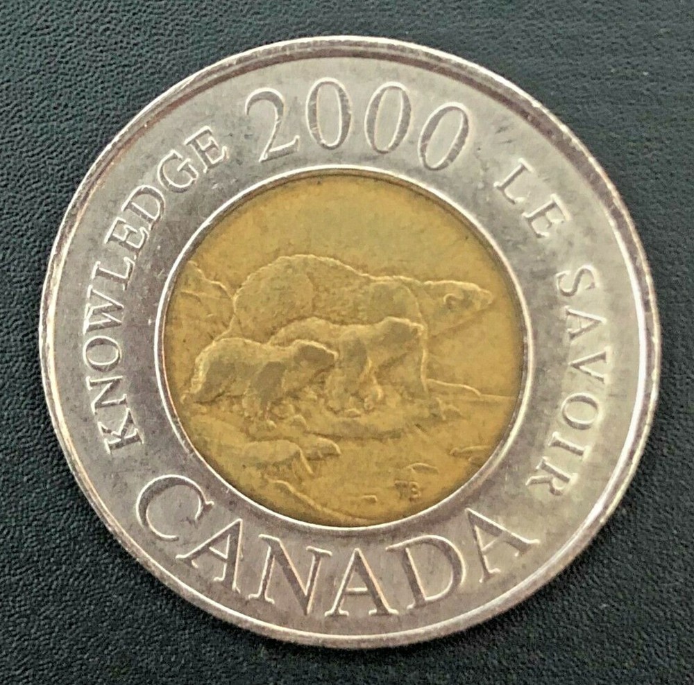 2000 Canada Knowledge Toonie Two Dollar $2 Canadian Canada Coin