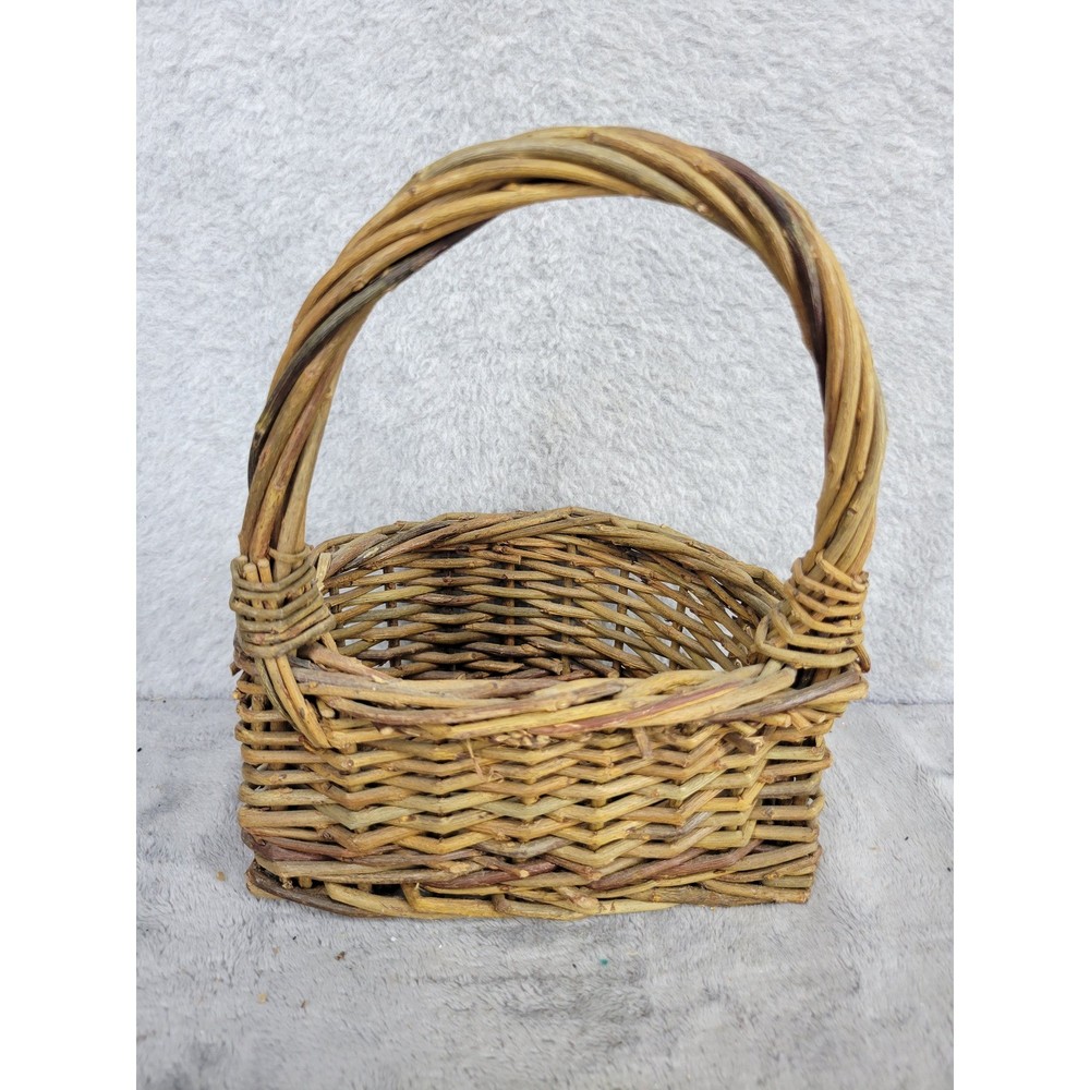 Rustic Wicker Willow Basket Handle Farmhouse Decor Small Planter Pot Holder