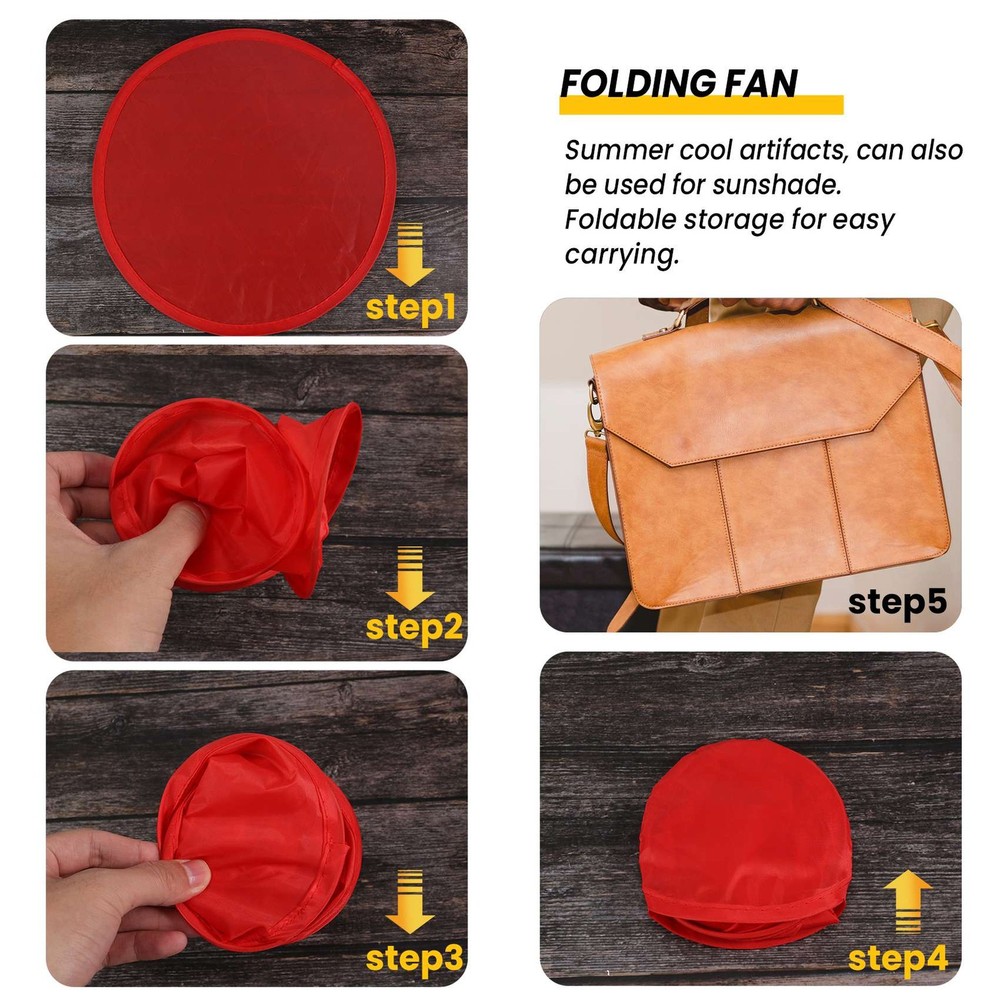 Foldable Round Fan-Red Z6Y57930