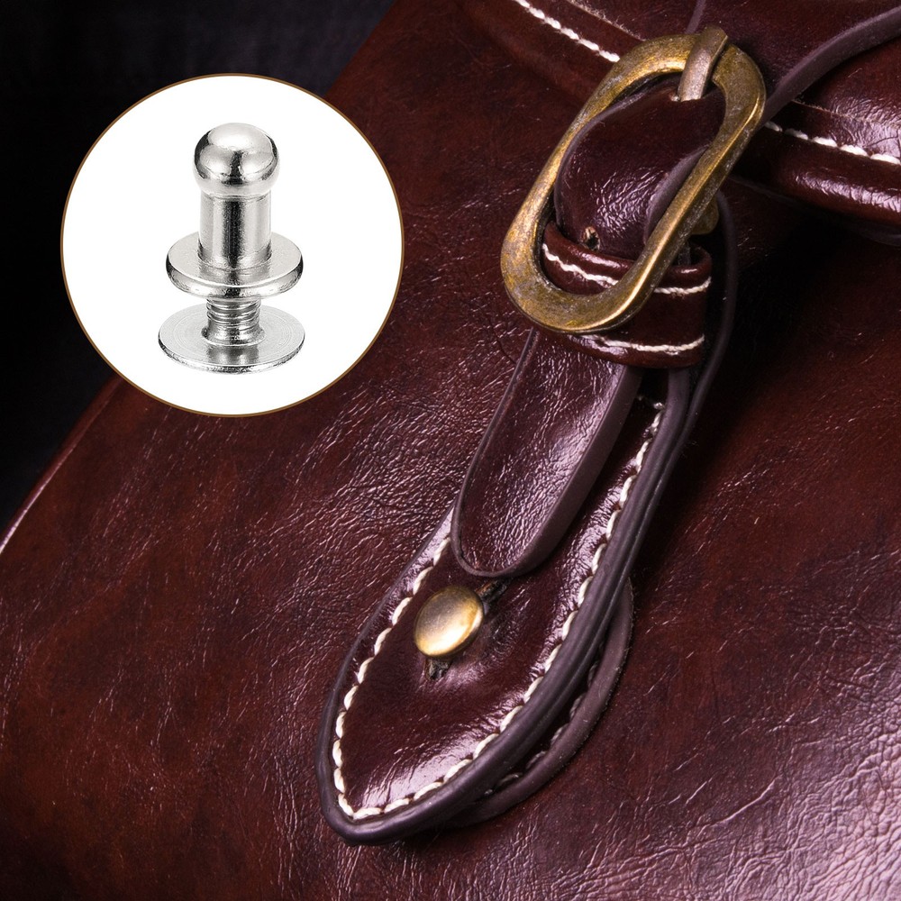 4mm Ball Head Stud Rivets Screw Back, 20Pack Round Head Button, Silver Tone