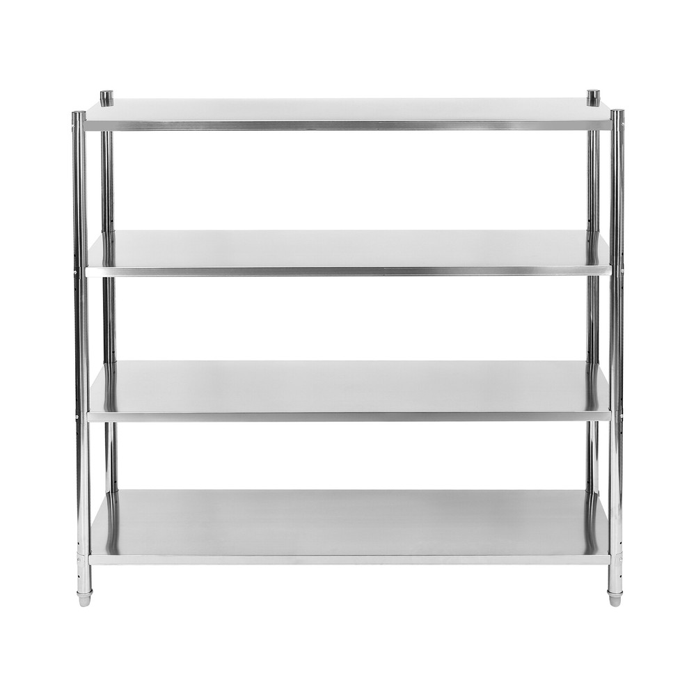 Silver Stainless Steel 4-Tier Adjustable Heavy-Duty Storage Shelf