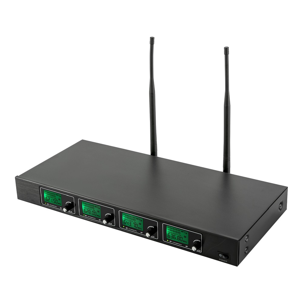 6-8 H Rectangular Cordless Wireless Microphone System 4 Channels for Conference