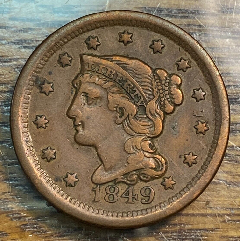 1849 Large Cent Nice Original VF CHRC