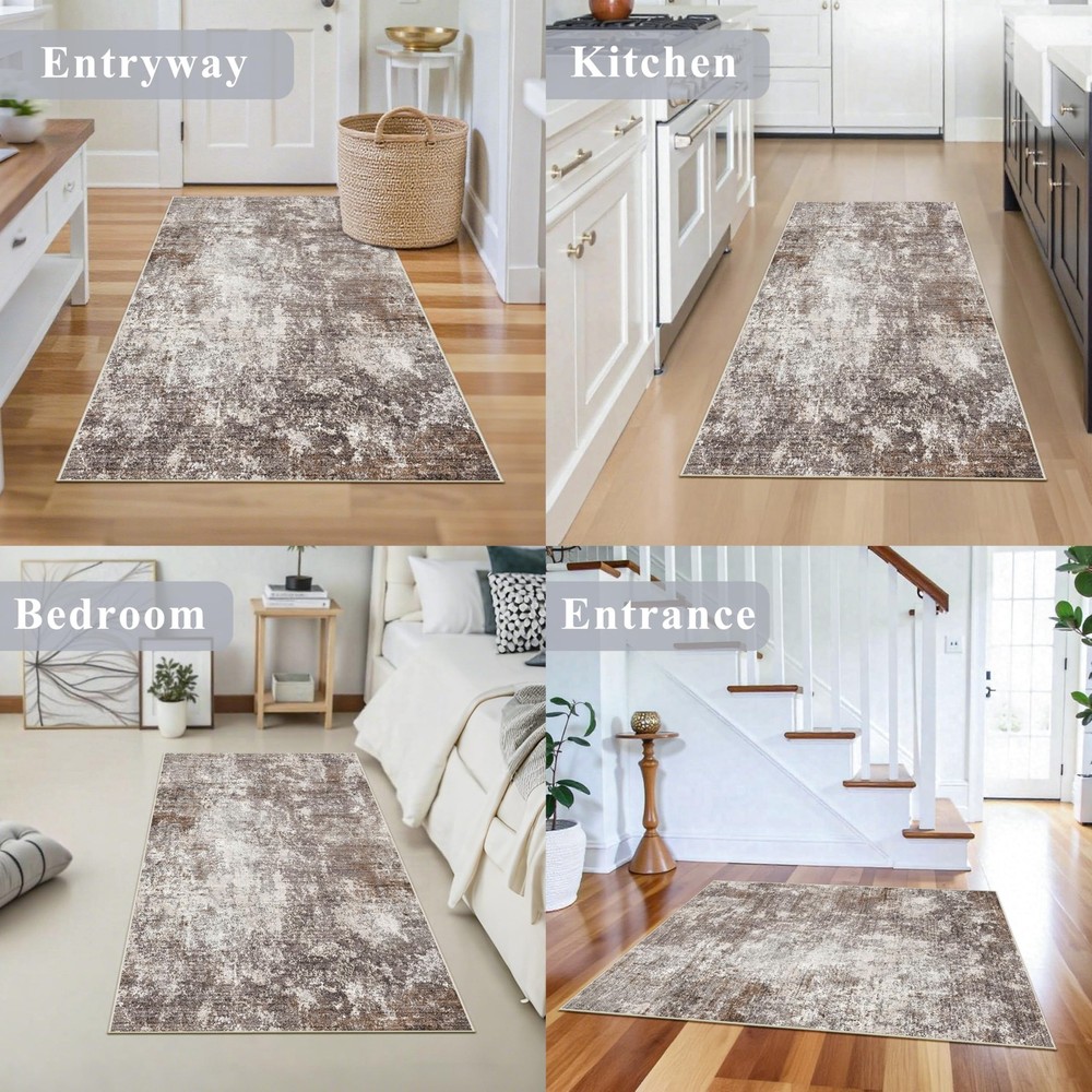 3x4 Washable Entryway Rug – Non-Slip 3' x 4' (Rectangular), Brown Beige