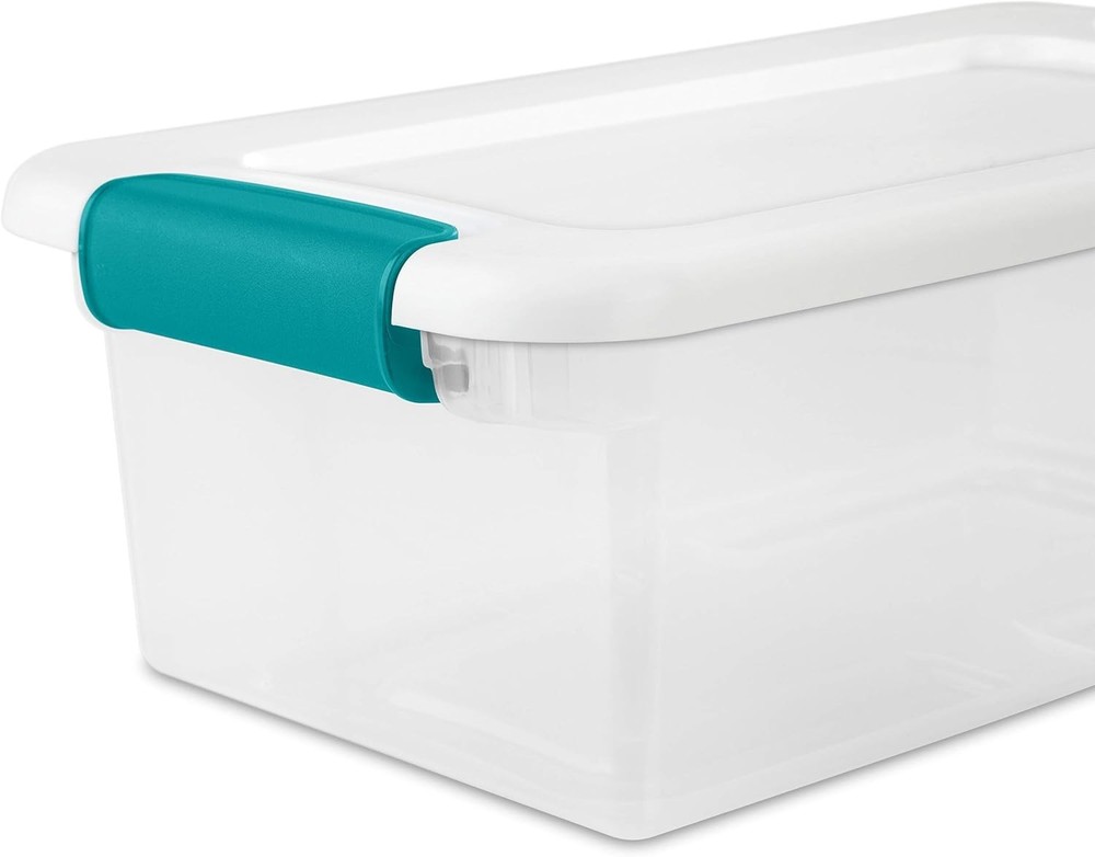 6 Qt Latching Storage Box, Stackable Bin with Latch Lid, Plastic Container to...