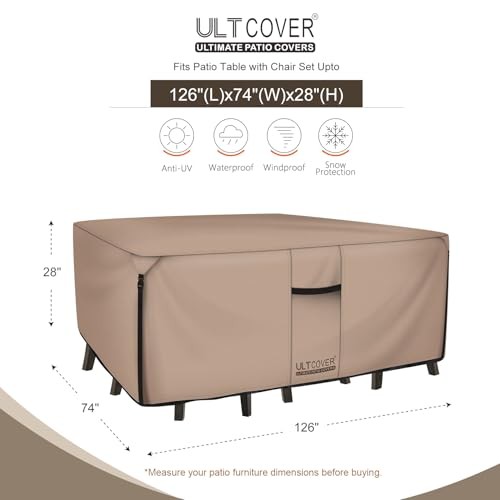 ULTCOVER Funda rectangular resistente para Rectangular 126 x 74 pulg. Marrón