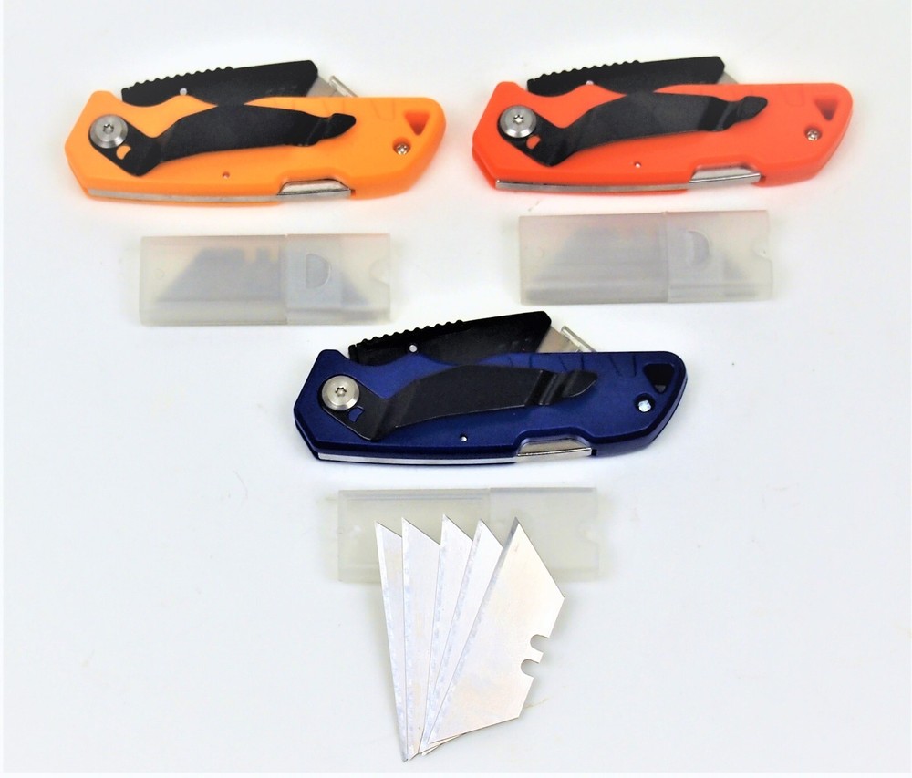 12PC Folding Lock-back Utility Knife With 72 Blades 3 Colors