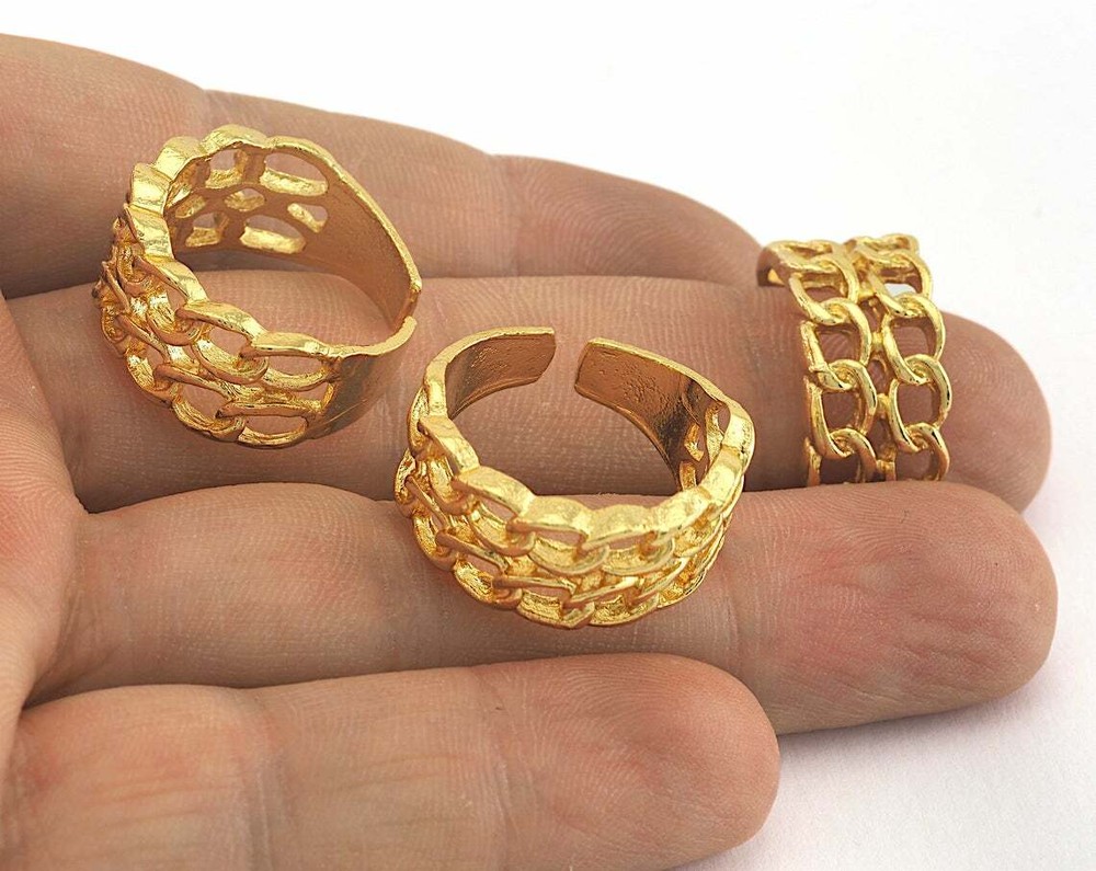 Ring Gold plated Brass Chain shape (18mm 8US inner size - Adjustable ) 3063