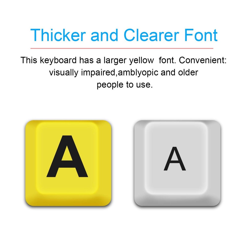 Large Print Computer Keyboard,Wired USB Keyboard High Contrast Big Print Lett...