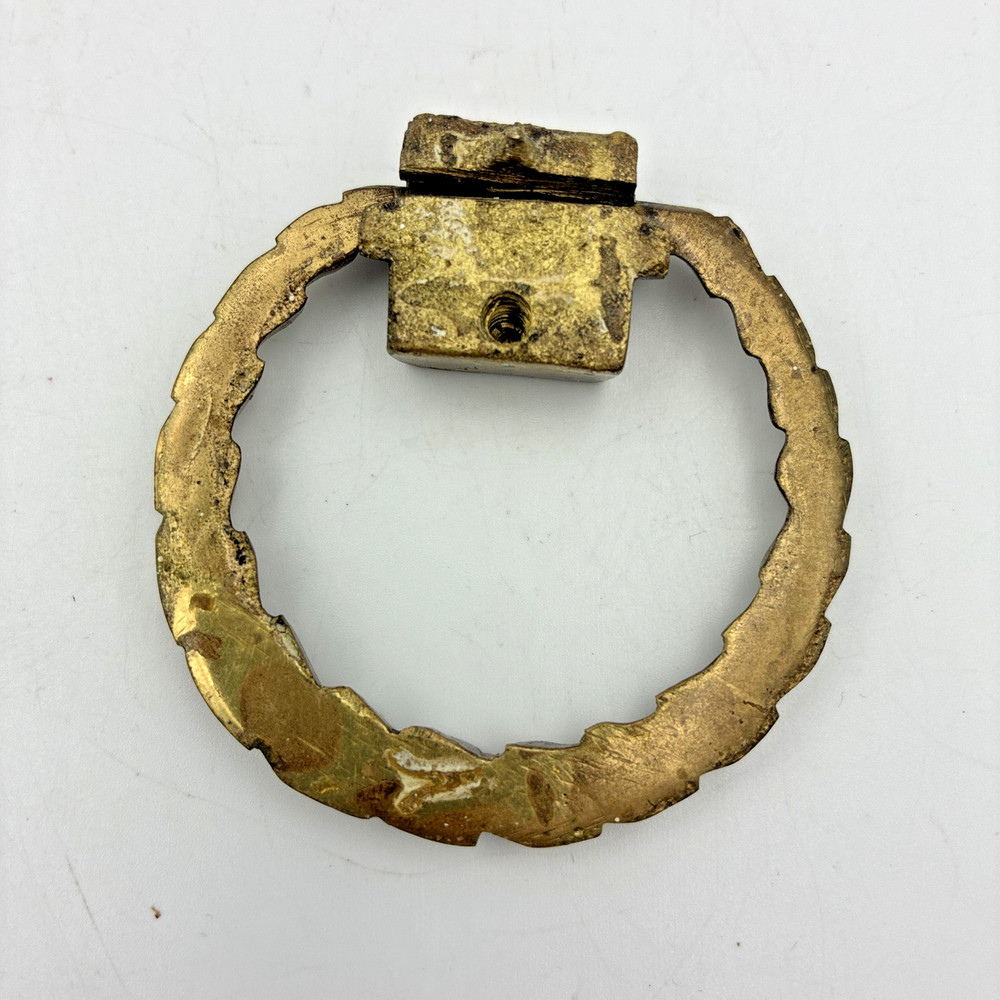 Antique Brass Drop Ring Pull Handle 2.25" Victorian Drawer Trunk Hardware