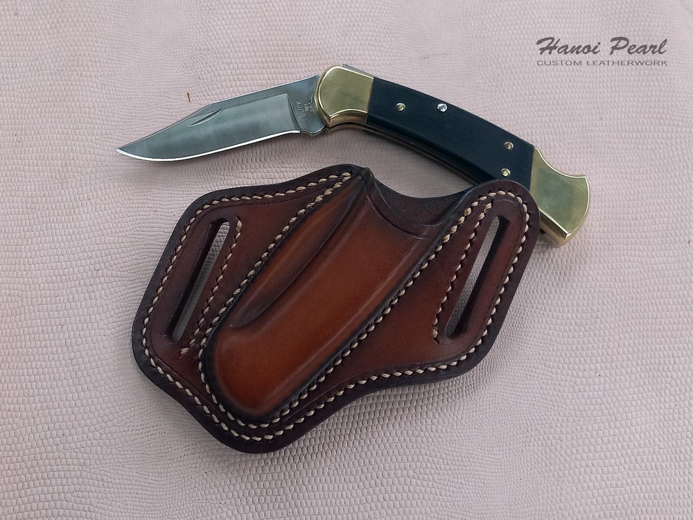 Buck 112 Custom Sheath | Strong-side 45 Degree Canted Leather Sheath