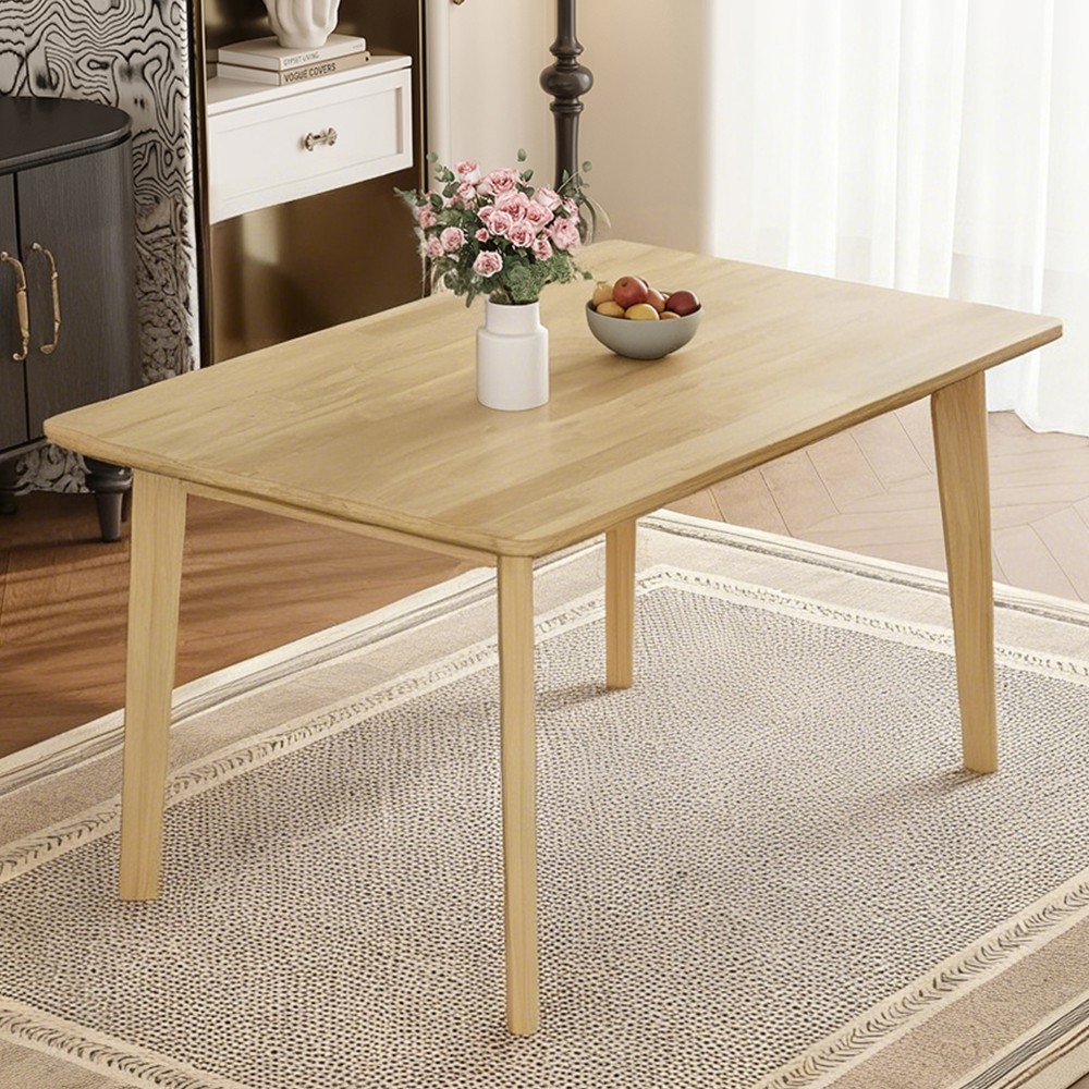 Rustic 5-Piece Dining Set - 1 Solid Wood Table + 4 Upholstered Chairs, Farmhouse