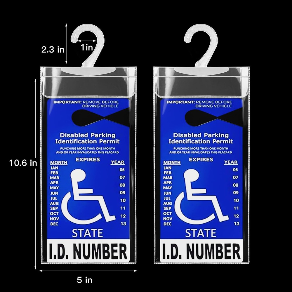 Handicap Placard Holder Clear Parking Permit Display Hanger 2 Pack