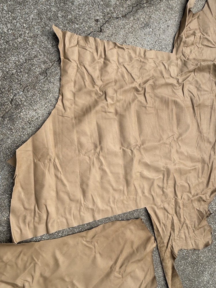 Tan Leather Hide Remnants Upholstery Leatherworking 2 Pieces
