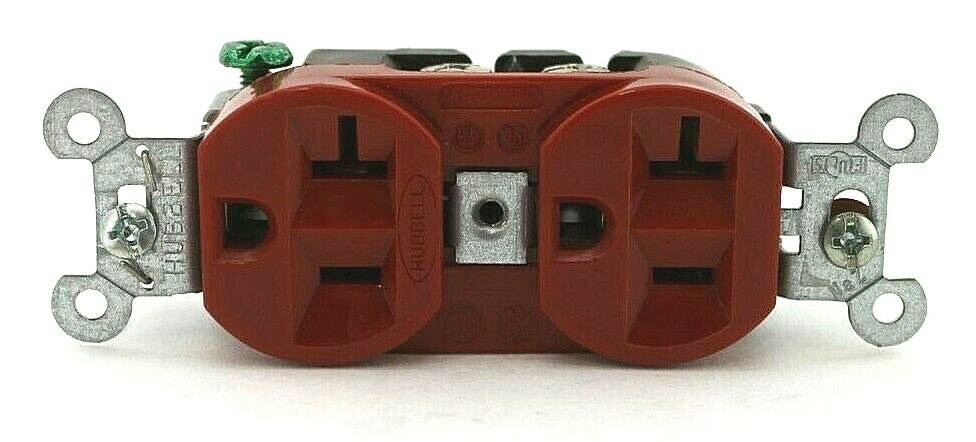 Hubbell NEMA 5-20 Red Duplex Receptacle