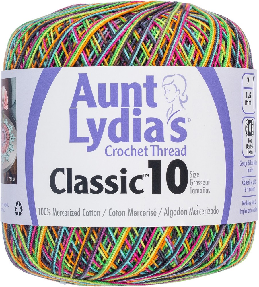 Aunt Lydia's Classic Crochet Thread Size 10-Blacklight - 3 Pack