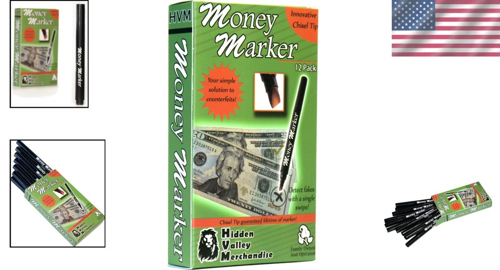 Chisel Tip Money Marker 12-Pack - Essential Counterfeit Bill Protection