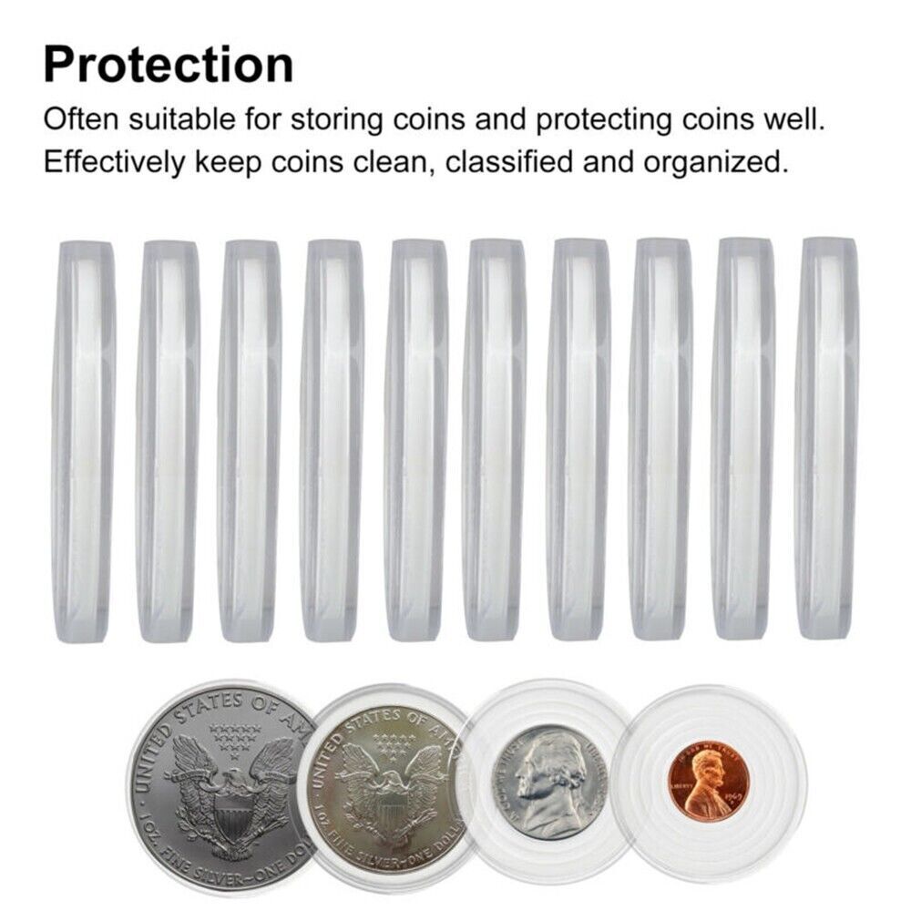 20PCS 46mm Clear Coin Storage Box Round Plastic Case Capsules Container Holder