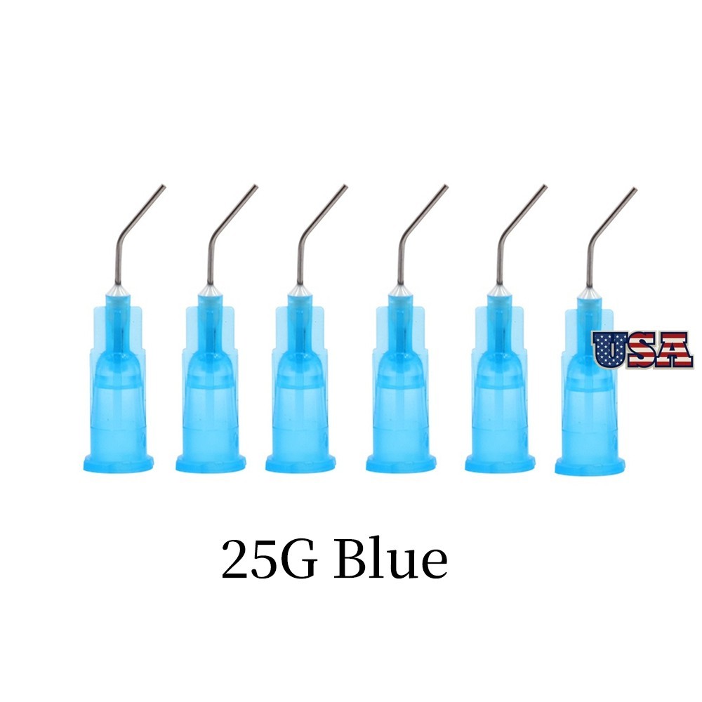 100pcs Dental Pre Bent Needle Tips for Etch Gel Composite Flow Applicator