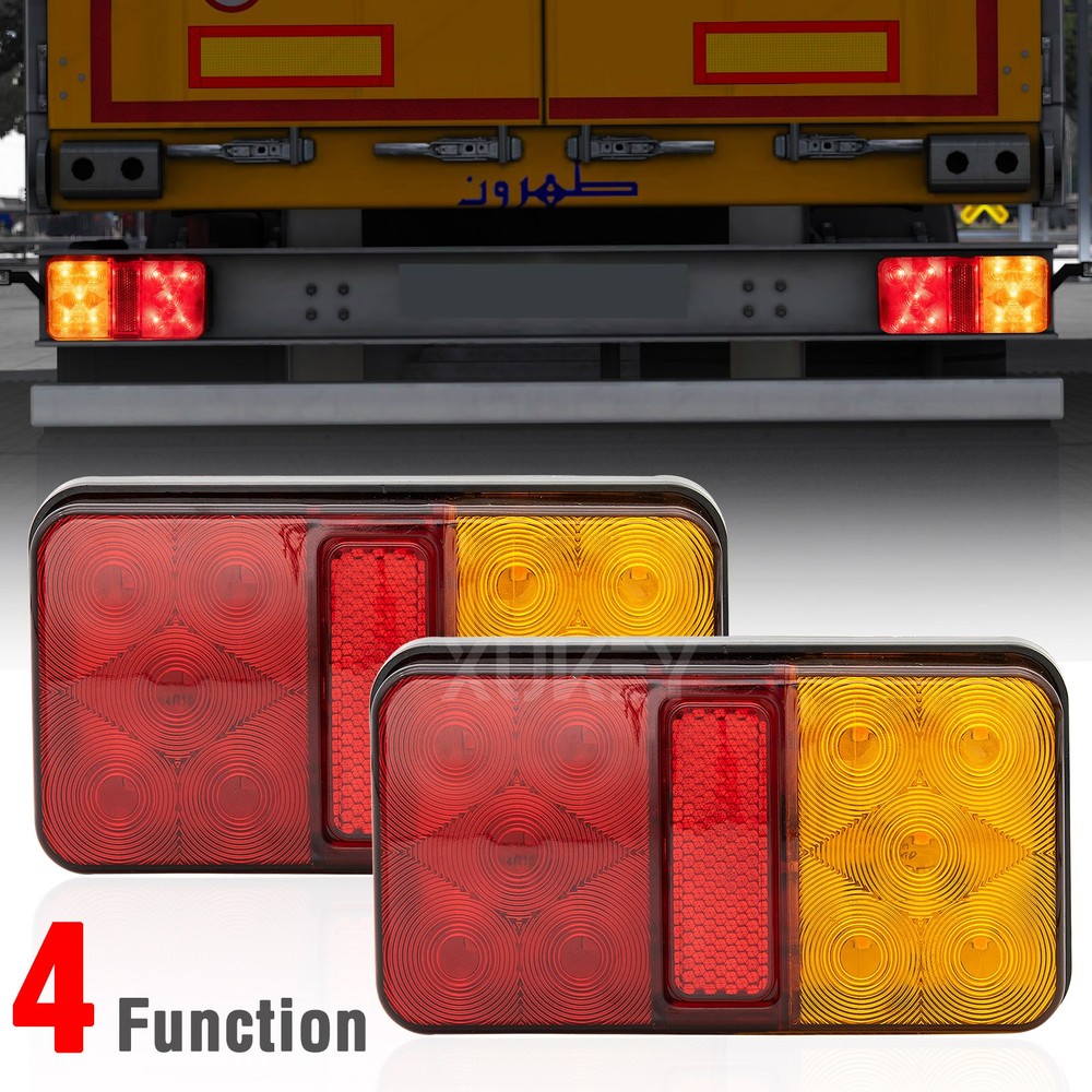 1 Pair Rear LED Square Trailer Tail Brake Indicator Lights Boat Truck Waterproof