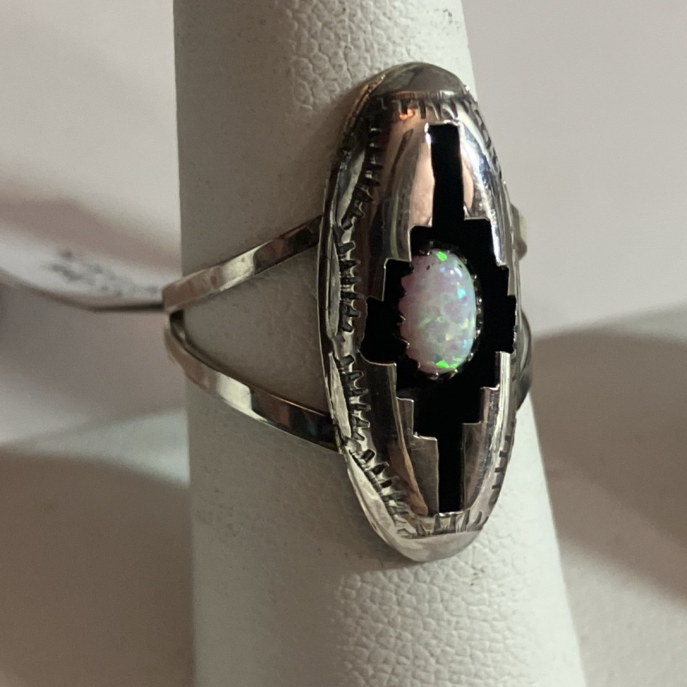 Felix Perry Navajo Handmade Sterling Silver Shadow Opal Ring Native Size 7.5