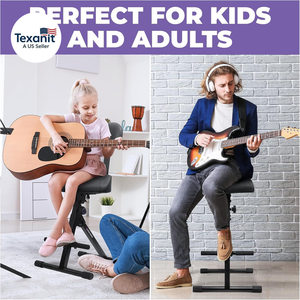Guitar Stool Adjustable Stool - Standard Musician Drum Throne with Backrest - Gu