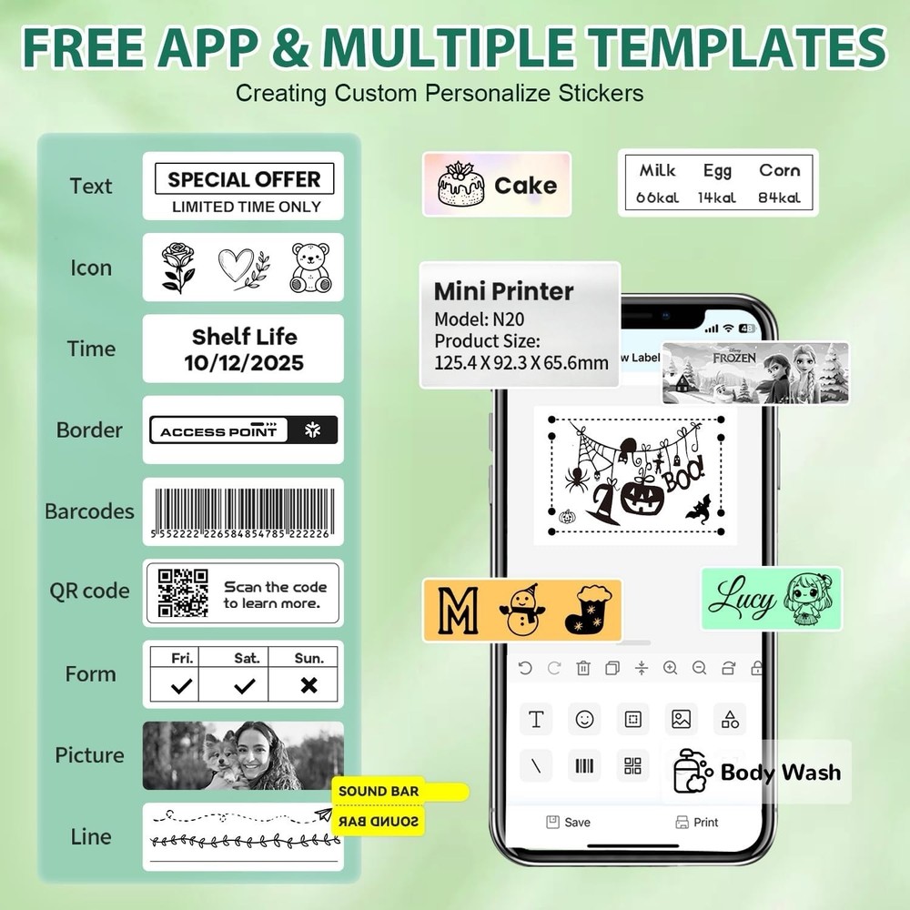 Wireless Label Maker Machine with Tape, N12 Bluetooth Mini Label Makers