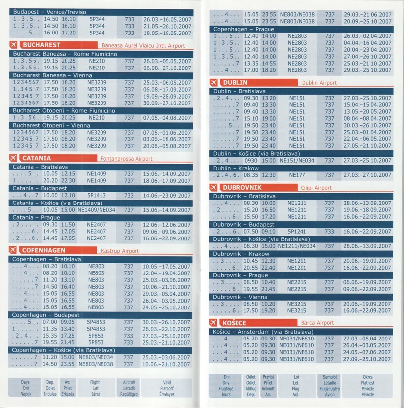 SkyEurope timetable 2007/03/25