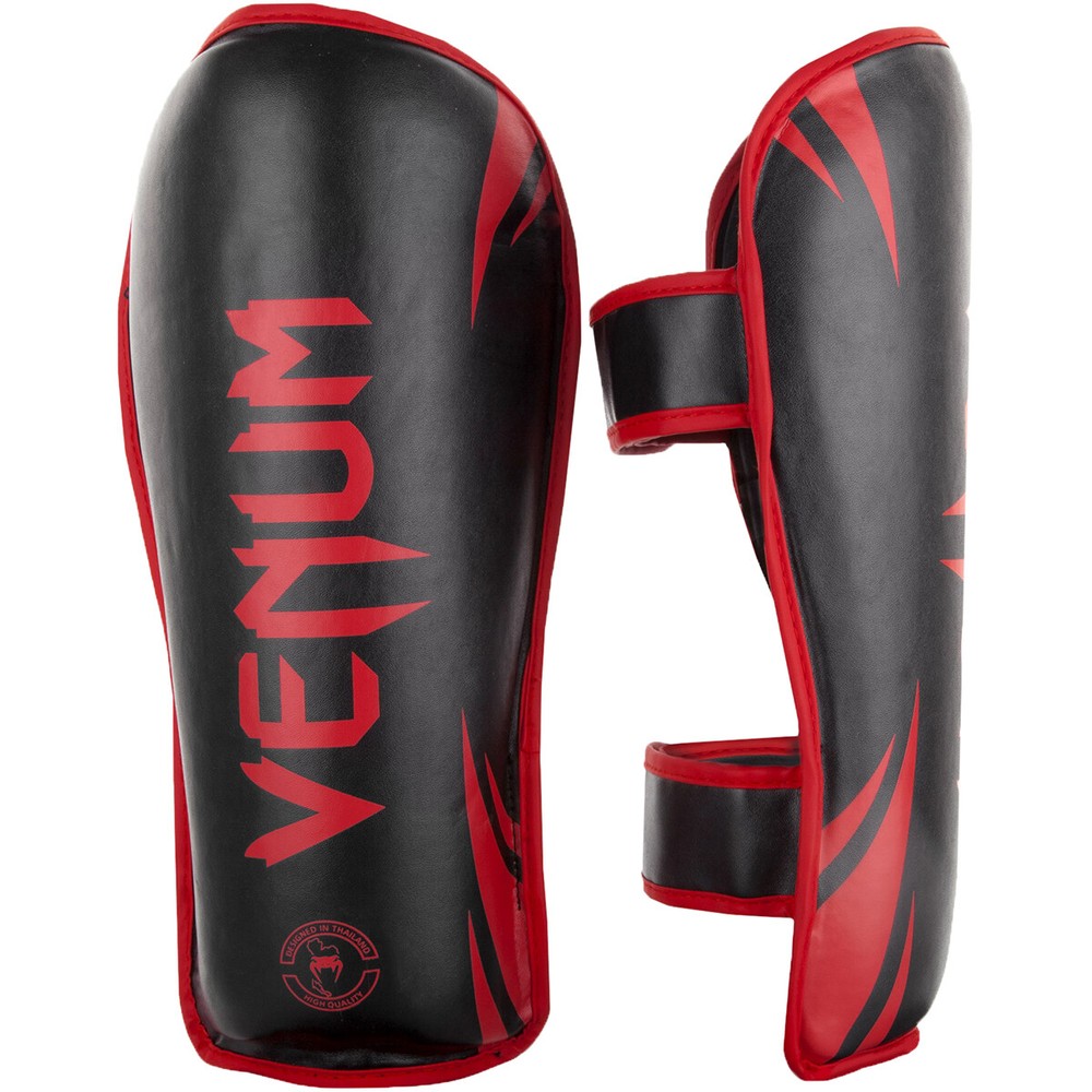 Venum Challenger Hook and Loop Shin Guards - Black/Red