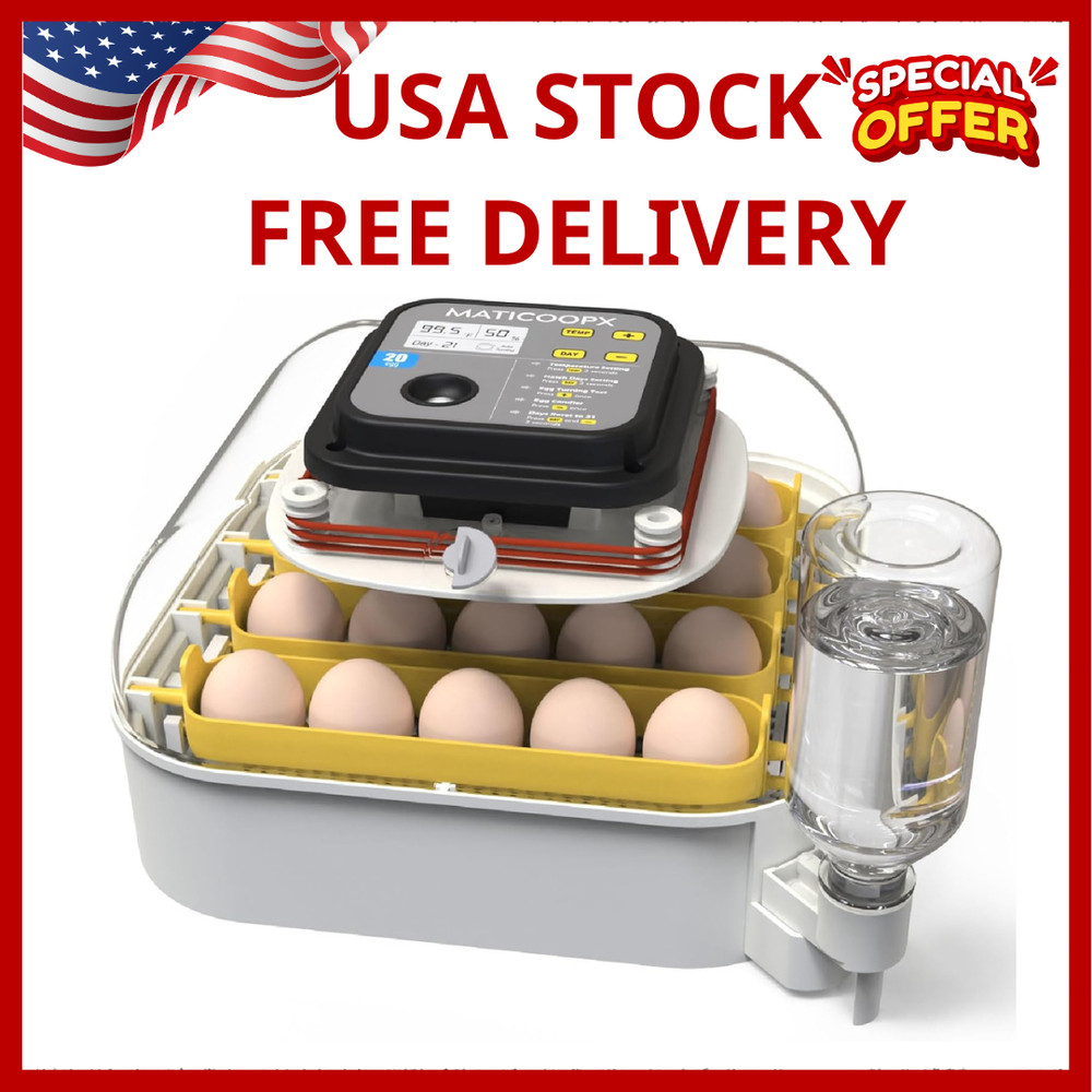 MATICOOPX 20 Egg Incubator with Humidity Display Egg Candler Automatic Egg Turne