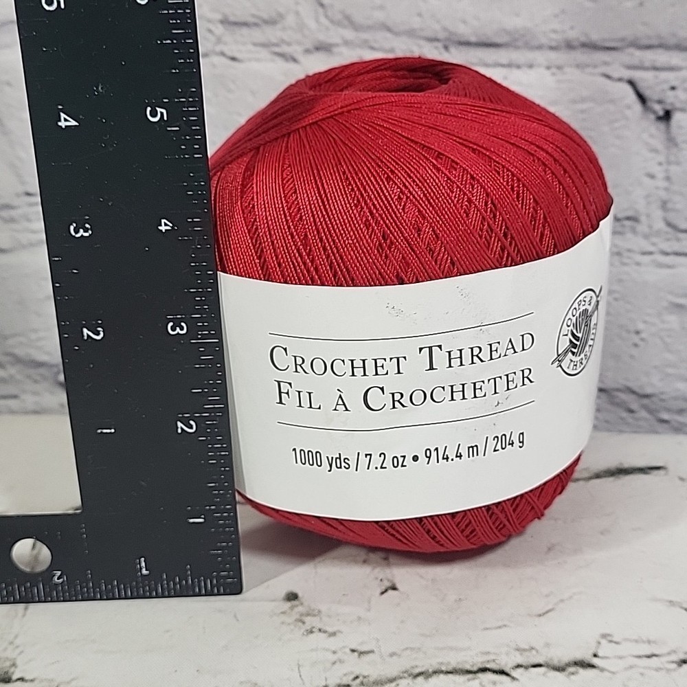 Loops and Threads crochet thread Red 1000 Yards New