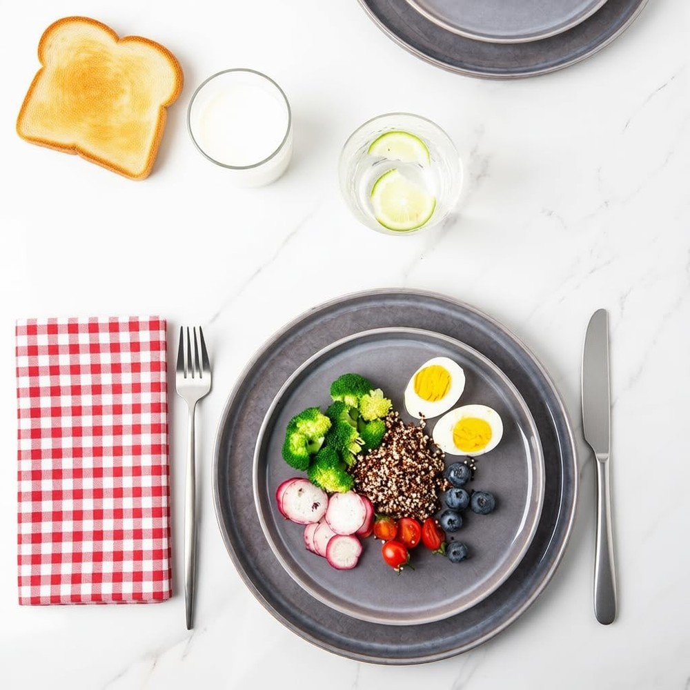 Stoneware Dinnerware Sets,Round Reactive Ceramic Plates and Bowls Sets,Highly...
