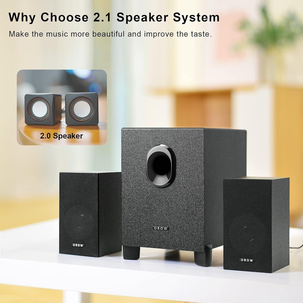 OROW USB-Powered 2.1 Subwoofer Speaker System