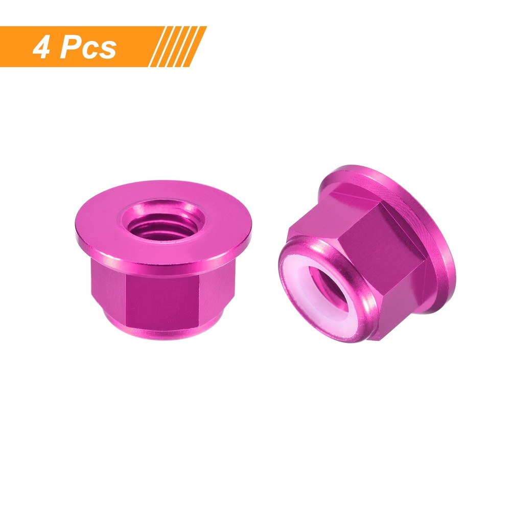 Nylon Insert Hex Lock Nuts, 4pcs - M8x1.25mm Self-Locking Nut(Pink)