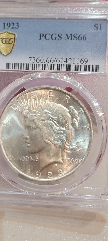 1923 PEACE SILVER DOLLAR PCGS MS66