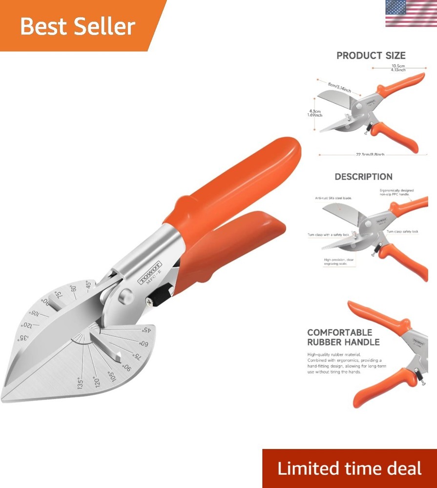 Durable Multi-Angle Miter Shears for Plastic and PVC Cutting - 8.8" Length