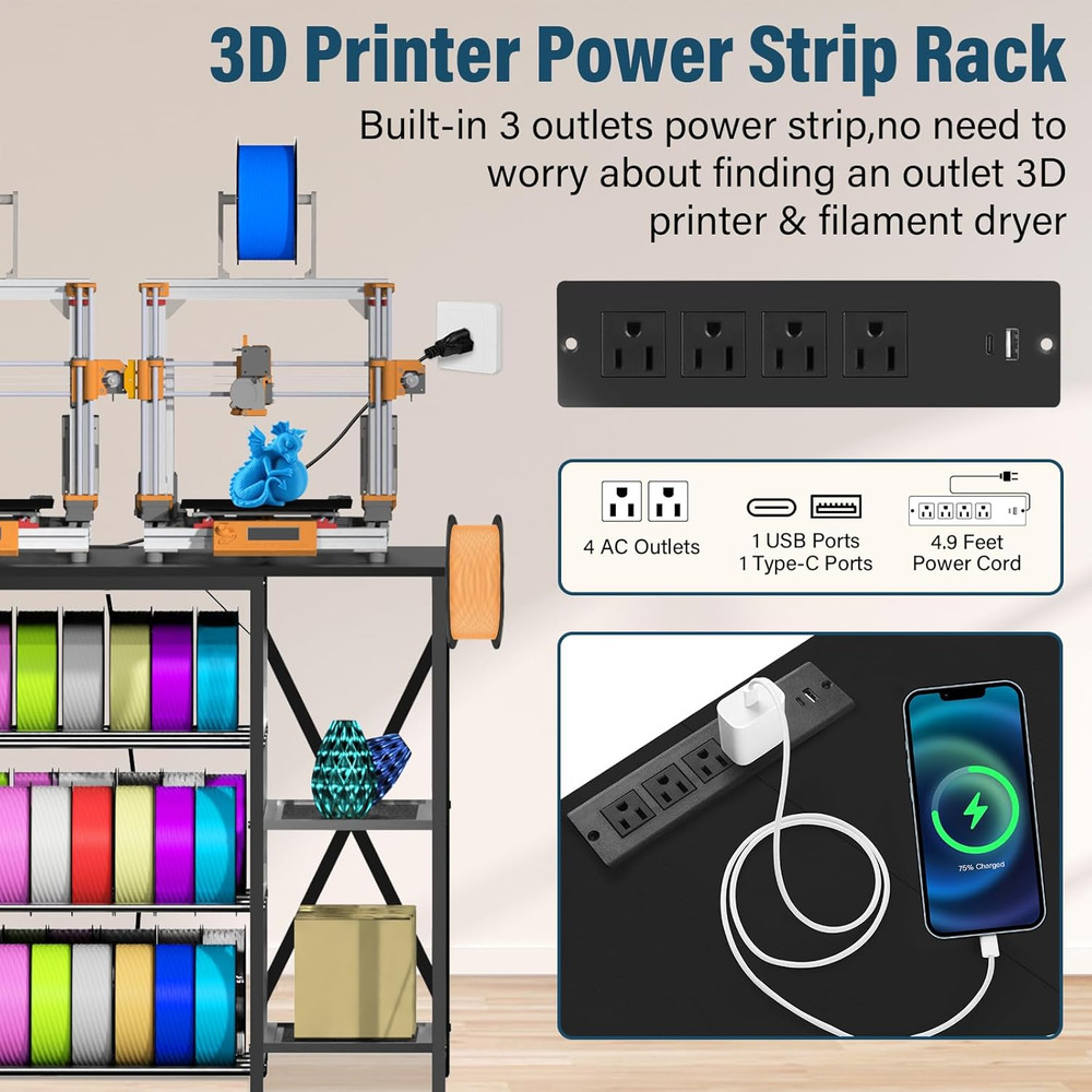 Upgrade Heavy Duty 3D Printer Table with Storage, Large 4-Tier 3D Printer Stand