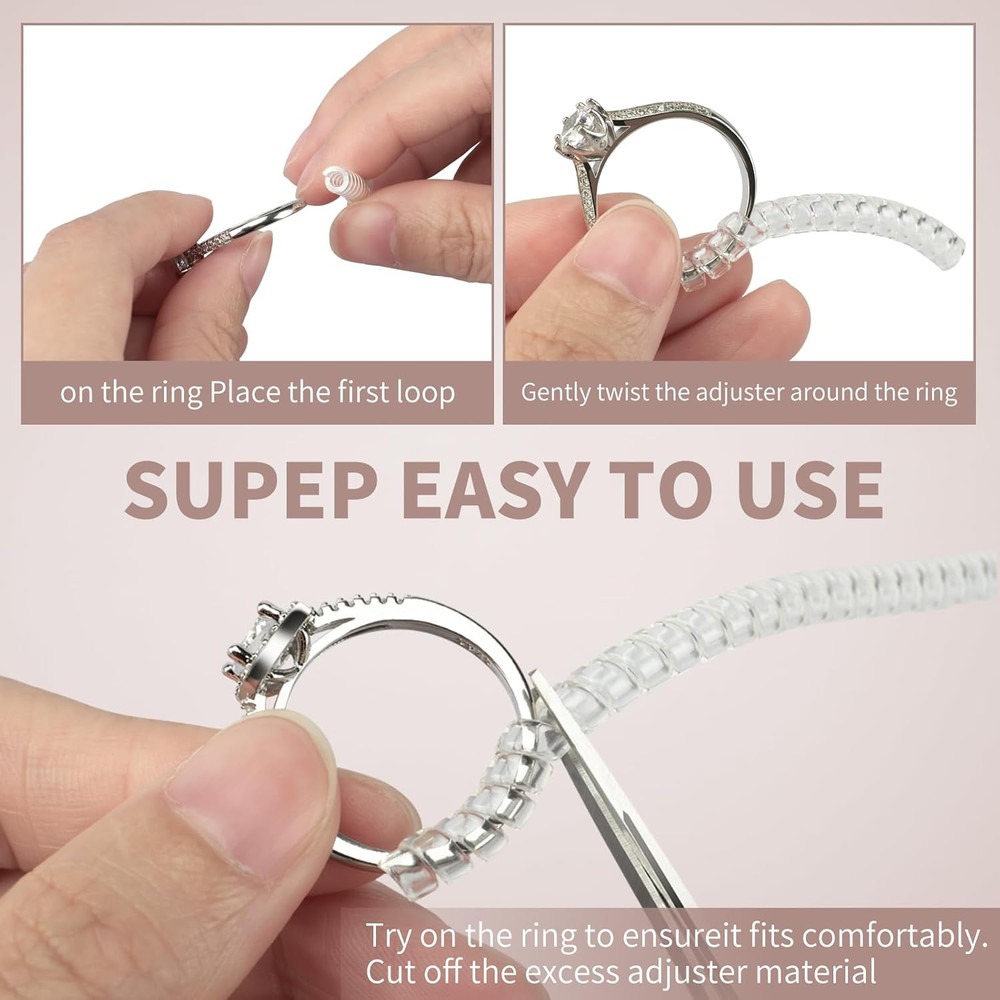 Ring Sizers for Loose Rings - 12 Pack, 4 Sizes Ring Resizer, Invisible Guards De