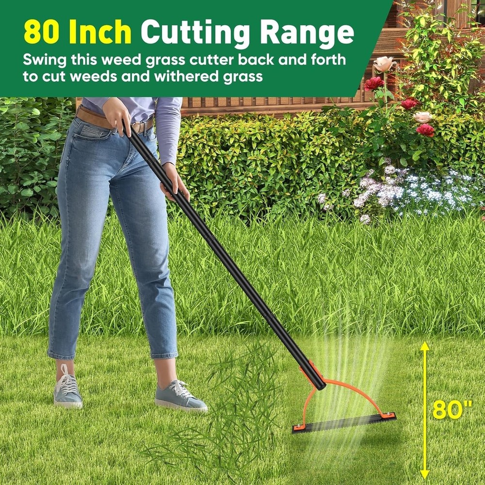 Weed Grass Cutter With Serrated Double-Edged Sharp Blade Manual Grass Whip 60 in